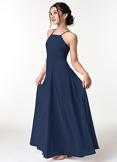 Azazie Ginger Junior Dark Navy A-Line Pleated Chiffon Dress image6