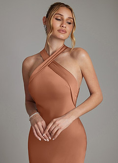 Azazie Reign Brudtärnklänningar Klä av Sjöjungfru i Stretch Satin Plisserad Bronzer image3
