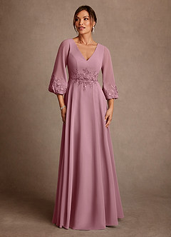 Azazie Yorba Mother of the Bride Dresses Vintage Mauve A-Line Lace Chiffon Dress image1