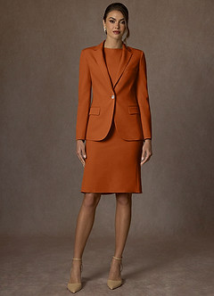 front Kennedy Laranja Queimada Conjunto de paletó estruturado e tecido elástico