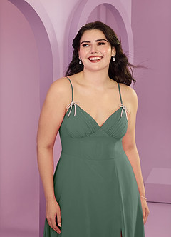 Barbie ♥ Azazie Bridesmaid Dresses Eucalyptus A-Line with Pockets Chiffon Dress image11