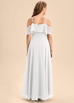 Azazie Tessabelle Junior White A-Line Off the Shoulder Chiffon Dress image2