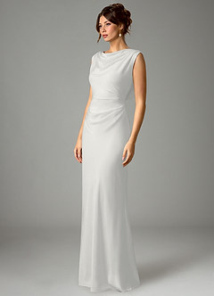 Azazie Kieryn Bridesmaid Dresses White Mermaid Pleated Stretch Satin Dress image5