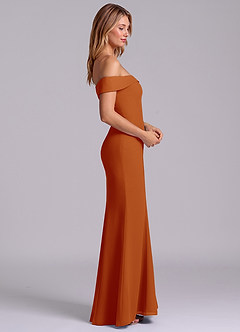 Azazie Luciana Robes de demoiselle d'honneur Robe Fourreau Convertible en Mousseline de soie Épaule décolletée Paprika image6