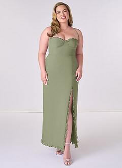 Barbie ♥ Azazie Bridesmaid Dresses Pistachio Sheath Corset Chiffon Dress image6