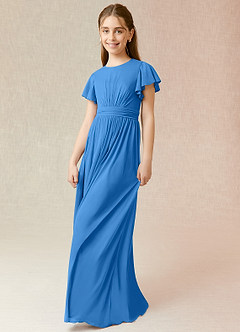 Azazie Mosley Junior Abito A-Line in Maglia Increspato Blue Jay image5
