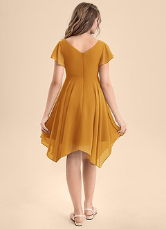 Azazie Janeaurelia Junior Butterscotch A-Line Pleated Chiffon Dress image2