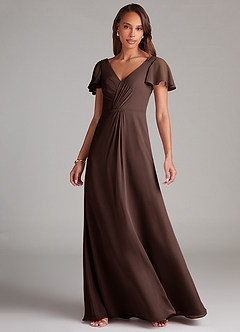 Azazie Soren Bridesmaid Dresses Ganache A-Line Ruched Chiffon Dress image3