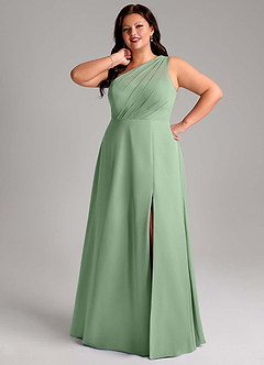 Azazie Phaedra Bridesmaid Dresses Matcha A-Line One Shoulder Chiffon Dress image7