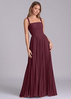 Azazie Mina Jurken voor bruidsmeisjes Jurk van Chiffon met A-Lijn Geplooid Cabernet image5