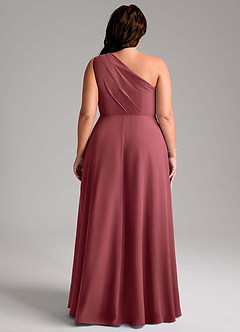 Azazie Phaedra Vestidos de damas de honor Vestido de Merlot de Gasa de Corte en A con Hombro unilateral image8
