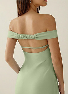 Gwendonme Light Green Satin Crystal Linen Prom Dress image6