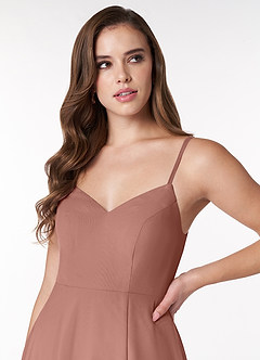 Azazie Clarissa Jurken voor bruidsmeisjes Jurk van Chiffon met A-Lijn V-hals Ceder Roos image5
