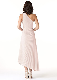 Azazie Kirra Bridesmaid Dresses Rose Petal A-Line One Shoulder Chiffon Dress image2