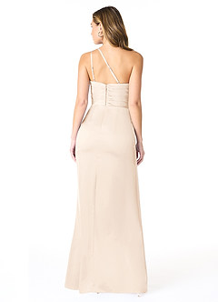 Azazie Eren Brautjungfernkleider Meerjungfrau-Linie One-Shoulder Stretch-Satin Kleid Alabaster Weiß image3