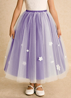 Azazie Teacup vestidos de niña de las flores Vestido de Marfil Tahití de Tul de Princesa con Encaje image12