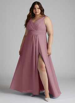 Azazie Karina Bridesmaid Dresses Vintage Mauve A-Line Pleated Chiffon Dress image6