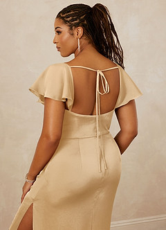 Christian Siriano Bridal for Azazie 1005 Bridesmaid Dresses Gold Sheath Sweetheart Neckline Stretch Satin Dress image10