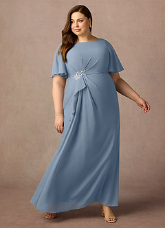Azazie Rain Mother of the Bride Dresses Dusty Blue Sheath Beaded Chiffon Dress image10