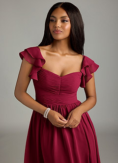 Azazie Anaya Bridesmaid Dresses Burgundy A-Line Sweetheart Neckline Chiffon Dress image6