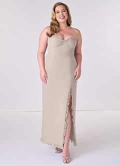 Barbie ♥ Azazie Vestidos de damas de honor Vestido de Escarcha de Gasa de Corte Recto con Corsé image6