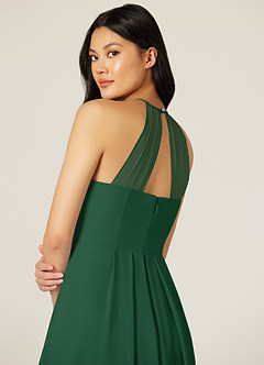 Azazie Sarah Brautjungfernkleider Empire Plissee Chiffon Kleid Dunkelgrün image7
