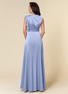 Azazie Narine Mother of the Bride Dresses Ice A-Line High Neckline Pleated Stretch Satin Dress image5