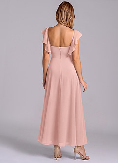 Azazie Leilani Robes de demoiselle d'honneur Robe Trapèze en Mousseline de soie Rayé Rose Poudré image2