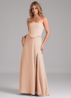 Azazie Jenilyn Bridesmaid Dresses English Rose A-Line Strapless Chiffon Dress image3
