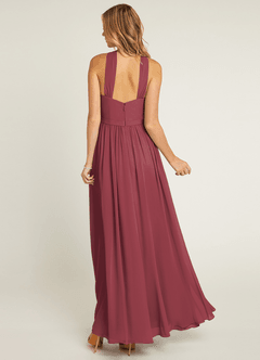 Azazie Jacey At-home Try On Dresses Desert Rose A-Line Pleated Chiffon Dress image2