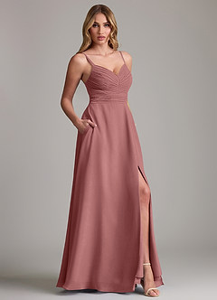 Azazie Terese Vestidos de damas de honor Vestido de Amatista de Gasa de Corte en A con Plisado image6