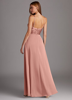 Azazie Jenna Bridesmaid Dresses Rosette A-Line Pleated Stretch Satin Dress image4