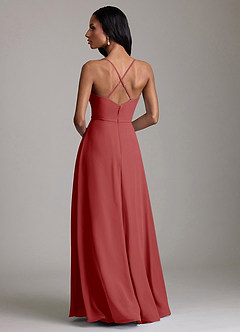 Azazie Naeem Bridesmaid Dresses Rust A-Line V-Neck Ruffle Chiffon Dress image2