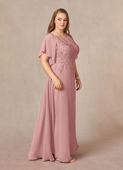 Azazie Faviola Final Sale Dusty Rose A-Line Boatneck sequins Chiffon Dress image10