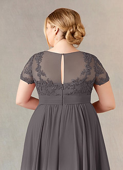 Azazie Annette Mother of the Bride Dresses Steel Grey A-Line Lace Chiffon Dress image12