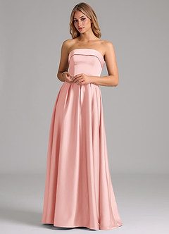 Azazie Lucienne Bridesmaid Dresses Powder Pink A-Line Strapless Stretch Satin Convertible Dress image4