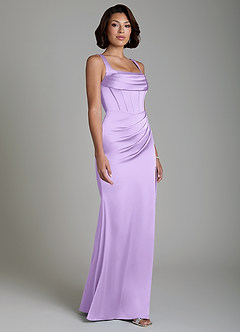 Azazie Amora Robes de demoiselle d'honneur Robe Sirène en Satin extensible Corset Lilas image5