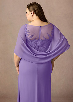 Azazie Hera Mother of the Bride Dresses Tahiti A-Line Lace Capelet Chiffon Dress image12