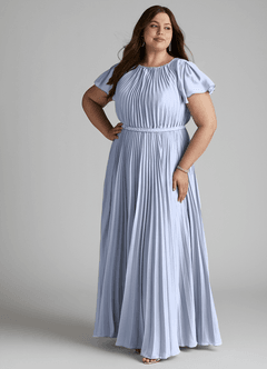 Azazie Kara Modest brudtärna klänningar Klänning A-Line Plisserad Golvlängd Chiffong image13