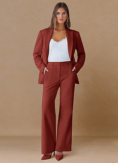 front Marina Terracotta Pantalon droit en tissu raffiné