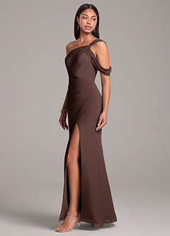 Azazie Wynter Final Sale Dusty Blue Sheath One Shoulder Chiffon Dress image3
