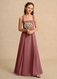 Azazie Tater Junior Formal Jurken voor bloemenmeisjes A-Lijn Jurk van Chiffon Geplooid Amethist image4