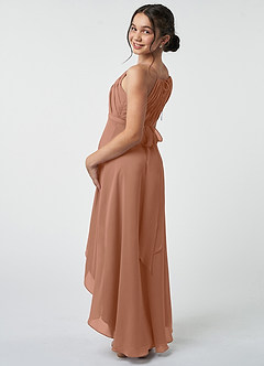 Azazie Oaklynn Junior Robe Trapèze en Mousseline de soie Plissée Bronze image5