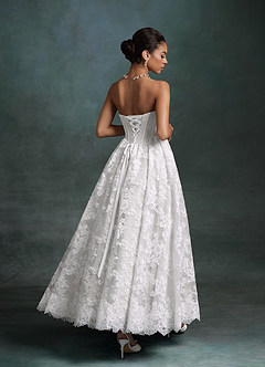 Azazie Brooklyn Wedding Dresses Diamond White Ball-Gown Strapless Lace Dress image2