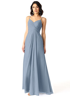 Azazie Aubrielle Final Sale Desert Rose A-Line Pleated Chiffon Dress image3