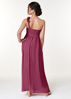 Azazie Flower Junior Mulberry A-Line Pleated Chiffon Dress image6