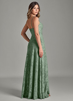 Azazie Amani Bridesmaid Dresses Matcha A-Line Pleated Floral Burnout Dress image2