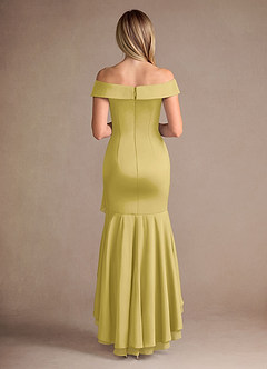 Azazie Billings Mother of the Bride Dresses Canary Mermaid Off the Shoulder Stretch Satin Dress image4