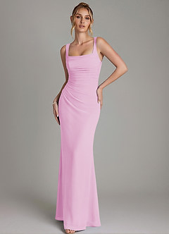 Azazie Agustina Bridesmaid Dresses Candy Pink Mermaid Corset Chiffon Dress image4