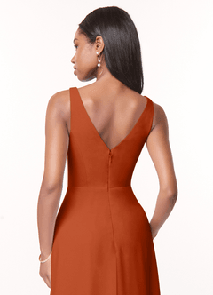Azazie Nala Bridesmaid Dresses Burnt Orange A-Line Pleated Chiffon Dress image5